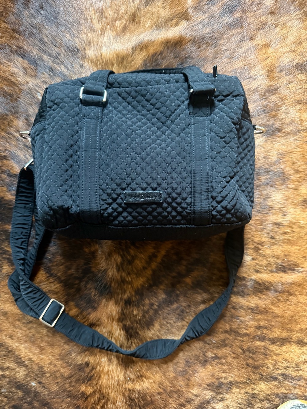 Vera Bradley Iconic 100 Handbag in Classic Black. Microfiber Purse Minimalist - Picture 3 of 8